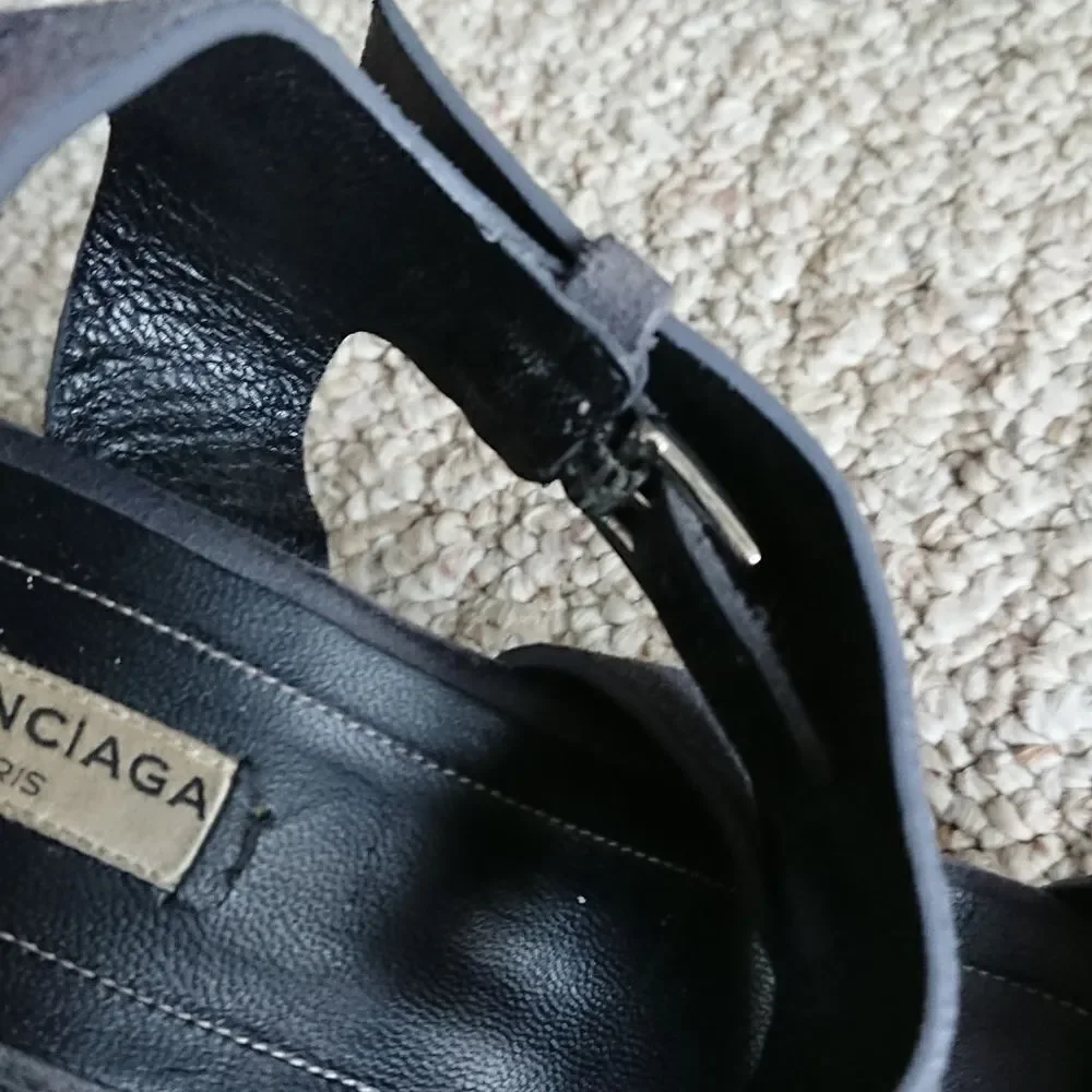 Balenciaga Grey Suede Three Strap Espadrille Wedge Sandals size 9